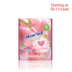 【48 Bags 1440 PACs】3-in-1 Long-Lasting White Peach Fragrance Laundry Pods