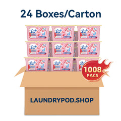 【24 Boxes 1008 PACs】3-in-1 Dokfu Heart-Shaped Laundry Capsules