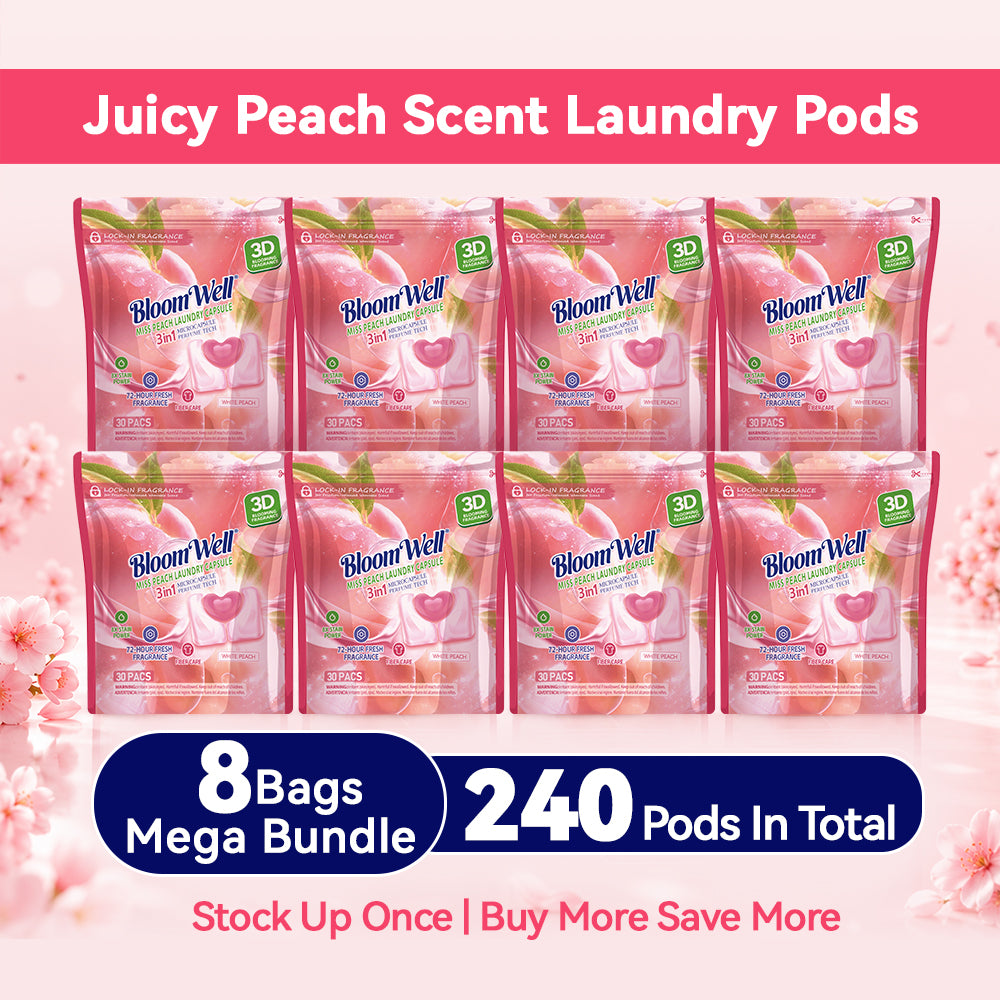 【240 PACs】3-in-1 Long-Lasting White Peach Fragrance Laundry Pods 【Free Shipping】