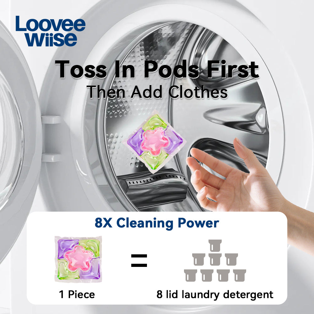 【24 Boxes 720 PACs】5-in-1 LooveeWiise flower-Shaped Laundry Capsules