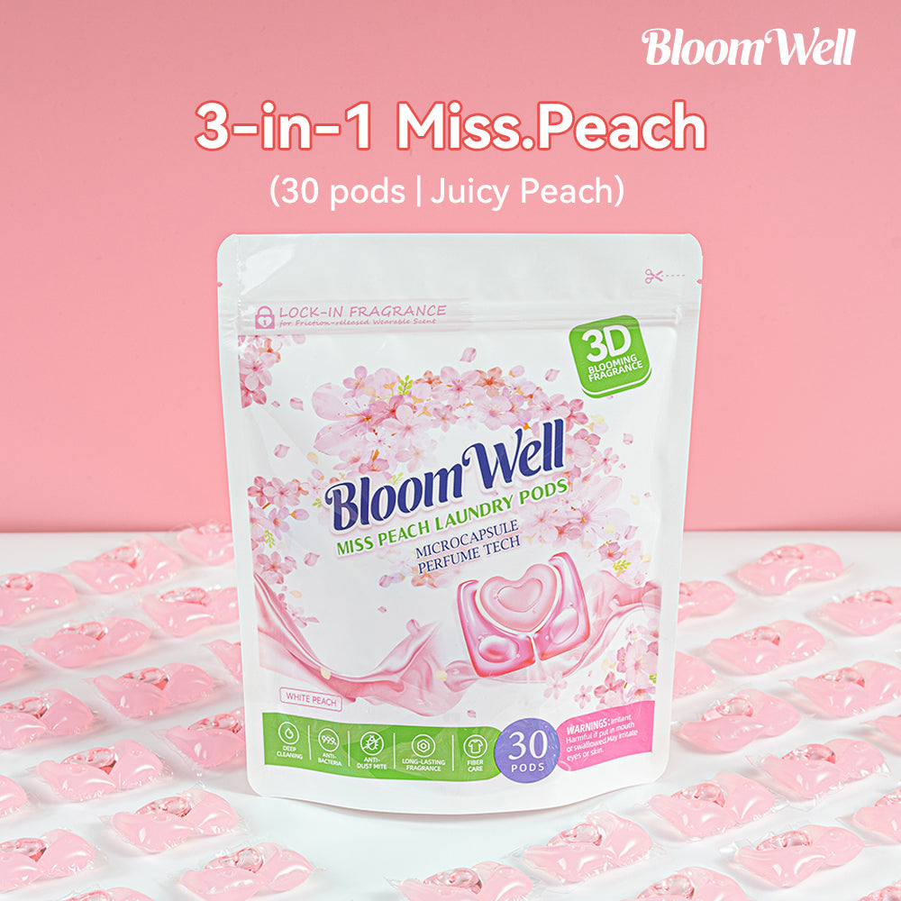 【30 PACs】3-in-1 Long-Lasting White Peach Fragrance Laundry Pods 【Free Shipping】