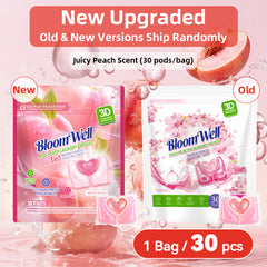【48 Bags 1440 PACs】3-in-1 Long-Lasting White Peach Fragrance Laundry Pods