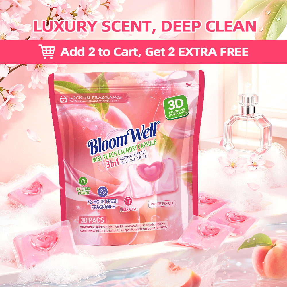 【30 PACs】3-in-1 Long-Lasting White Peach Fragrance Laundry Pods 【Free Shipping】