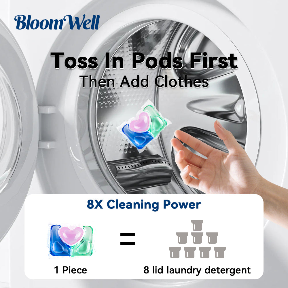 【24 Boxes 1200 PACs】3-in-1 LooveeWiise Heart-Shaped Laundry Capsules