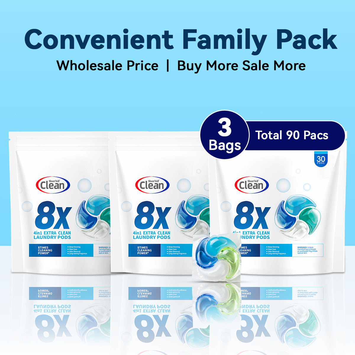 【90 PACs】4-in-1 Ultimate Deep Clean Laundry 【Free Shipping】