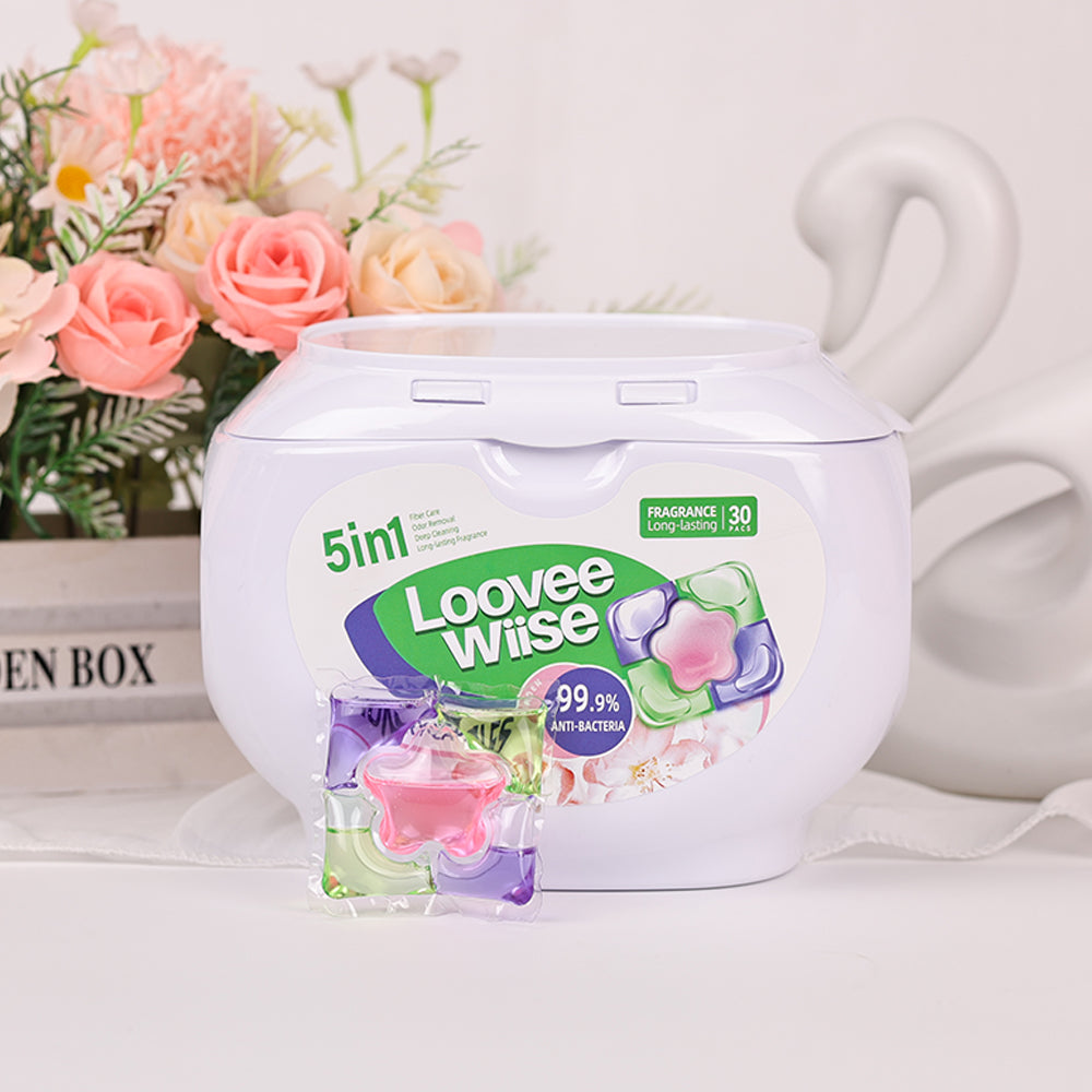 【24 Boxes 720 PACs】5-in-1 LooveeWiise flower-Shaped Laundry Capsules