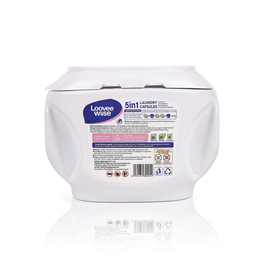【24 Boxes 720 PACs】5-in-1 LooveeWiise flower-Shaped Laundry Capsules